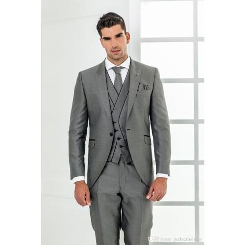 Latest Coat Pant Designs Grey Italian Prom Men Suit Slim Fit 3 Piece Tuxedo Custom Stylish Blazer Groom Suits Terno Masculino T3