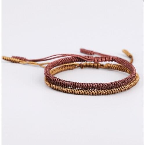 Original Tibetan Buddhist Handmade Lucky Knots Rope Bracelets Handmade Size Adjustable Buddhism Braided Bangle Bring Good Luck
