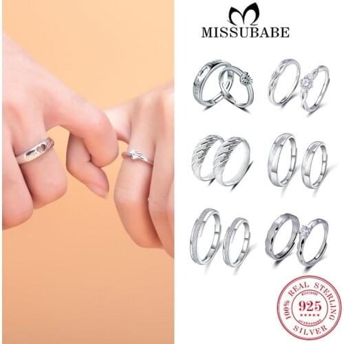 Lovers Opening Rings S925 Sterling Silver Zircon Heart Couple Promise Open Rings New Fashion Jewelry Gifts for Men Women Lovers
