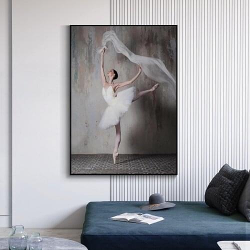 Retro Nostalgic Ballerina Posters Nordic Style Elegant Dancer Oil Paintings on Canvas Wall Art Pictures for Home Decoration