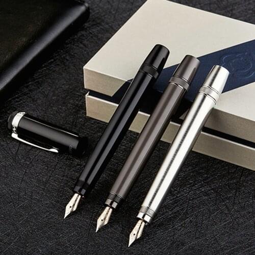 Luxury quality HERO 718 Fountain Pen SET BOX nib Black stainless steel Gun gray gold ink pens Stationery Office Supplies
