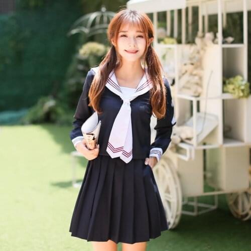Long Sleeve Japanese Korea Girls School Uniform Students Suit Campus Student Uniforms Female Naval College Style Sailor Uniforms
