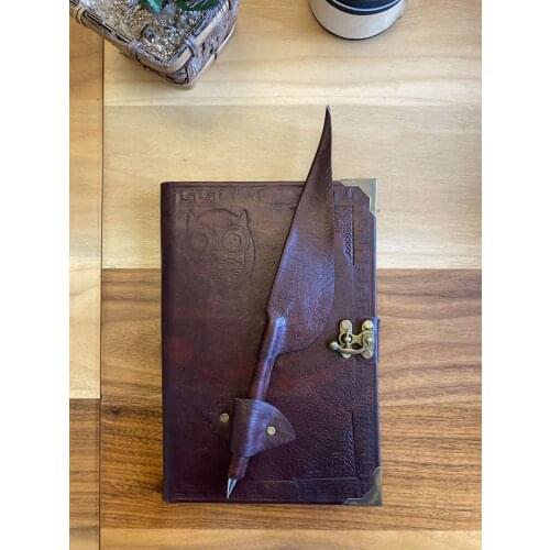 Handmade Log Moment Souvenir Book-Pen