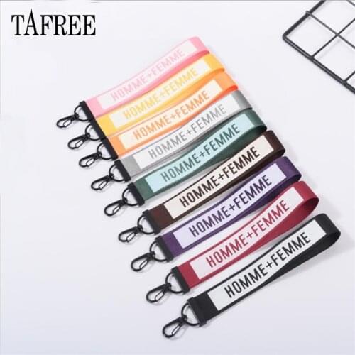 TAFREE HOMME FEMME Mixed Colors Neck Wrist Strap Webbing Keychain ID Holder Lanyard Mobile Phone Ribbon Key Belt Gifts
