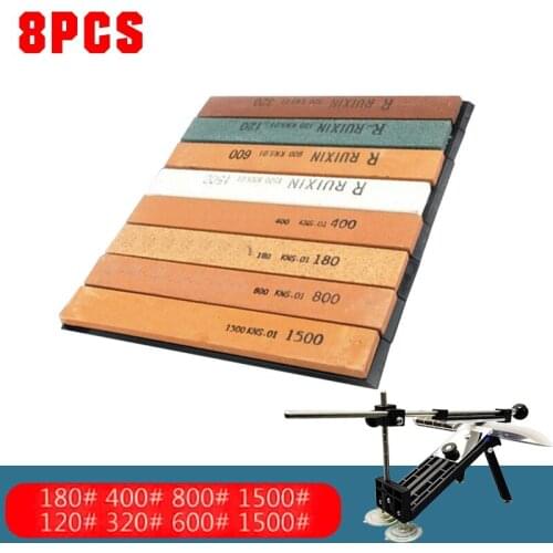 8pcs/Set Knife Grinder Sharpener Professional Sharpening Stones With Plastic Base 120-3000 Grit Whetstone Water For Kitchen Tool