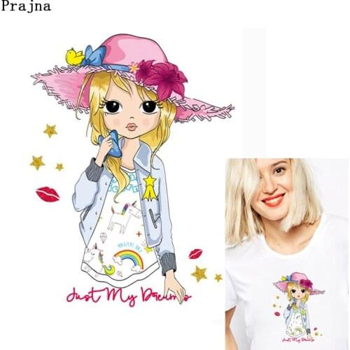 Pulaqi Lovely Girls Heat Transfer Vinyl T-shirt Stickers Iron On Transfer For Clothes Printed Ironing Stickers Thermal PVC Badge