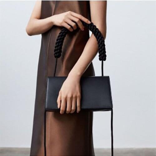 Women bag weave handle PU Satchels Vintage dark style Solid Zipper shoulder bag handbag bag Euro-America style designer bags