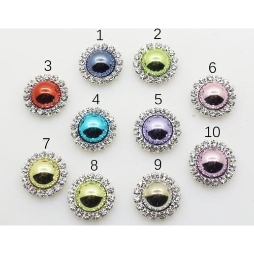 20mm 10 pcs New round AB Colorful pearl flat bottom buttons,20mm Wedding Decoration Buckles