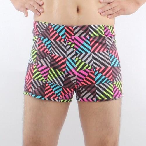 2021 Geometric Allover-Print Sexy Men Swimwear Large Mens Bathing Short Plus Size XXXL Male Swimsuit