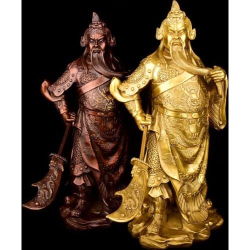 36CM #office home efficacious protective Talisman Protection # Money Drawing Martial god of wealth guan gong Guandi BRASS statue