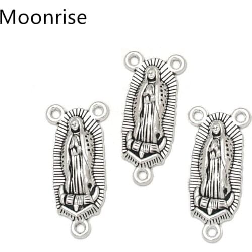 5Pcs/Lot Antique Silver Alloy Jesus Virgin Mary Loose Rosary Spacer Beads Jewelry Making Charms for DIY Necklace Bracelet