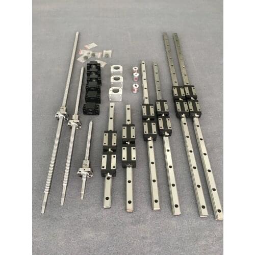 6 pcs HGH20 linear guides+3ball screw sfu1605-400/500/600 +12 carrige blocks HGH20CA+3 BKBF12+3 DSG16H +couplers CNC SET