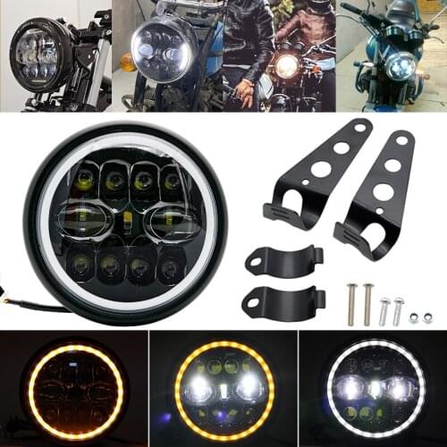 7.5 Inch Universal Cafe Racer Vintage Motorcycle LED Head lamp Headlamp Distance Light Refit Motorcycle Headlight Housing Bracke