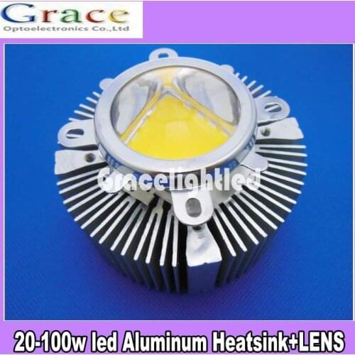 90*40mm Aluminium Heatsink + 60-80Degree 44mm LED Len reflector bracket fixture for 20W -100W High Power led