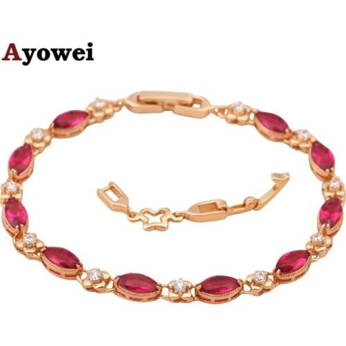 Red Design AAA Zircon & Garnet Crystal Gold tone Bracelets Health Nickel & Lead free Fashion jewelry TB120A