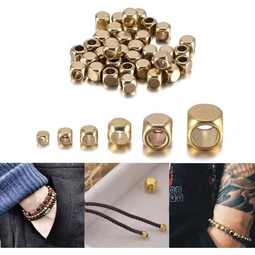 30-100Pcs Cube Square Shape 2.5mm-6mm Solid Brass Nepal Beads Square Beads Links For DIY Crafts Decoration Jewelry Making
