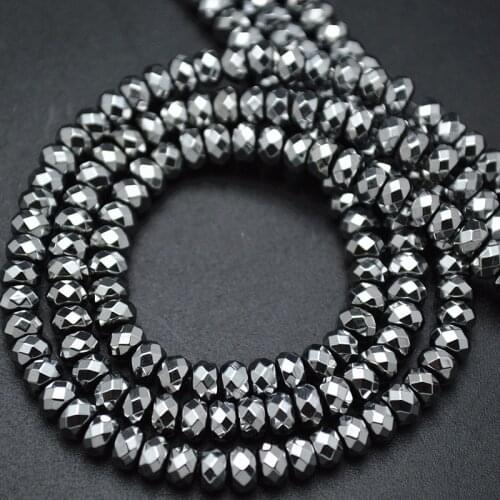 3x4mm Faceted Hematite Rondelle Spacer Loose Beads Fashion Jewelry Making Supplies Free Shipping 5strands/Lot
