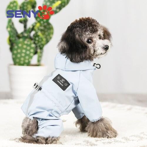 Pet Cat Dog Raincoat Hooded Reflective Poncho Teddy Dog four seasons Rain Coat Waterproof Soft Breathable For Dog Clothes