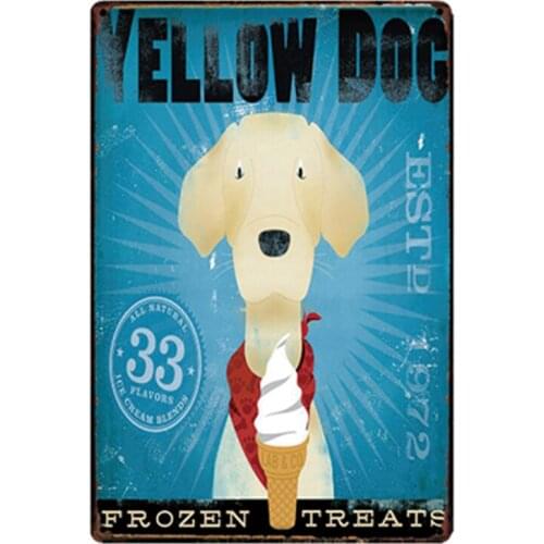 [ Kelly66 ] Yellow Dogs Metal Sign Tin Poster Home Decor Bar Wall Art Painting 20*30 CM Size y-2039