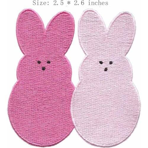 Twins rabbit 2.5"wide embroidery for lovely/double/pink