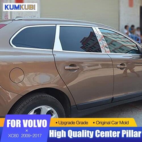 KUMIKUBI Fit For Volvo XC60 XC 60 Accessories 2009-2017 Stainless Steel Window Trims Center Pillars B + C Pillar Covers 6Pcs
