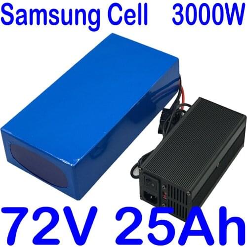 72V 25AH lithium Battery Pack 72V 24AH Electric Bike Battery 72V 2000W 3000W 4000W Electric Scooter Battery use samsung cell