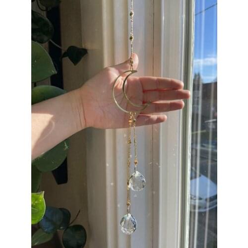 Suncatcher Moon Crystal Prism, Crescent Moon Celestial Gift, Home Decor