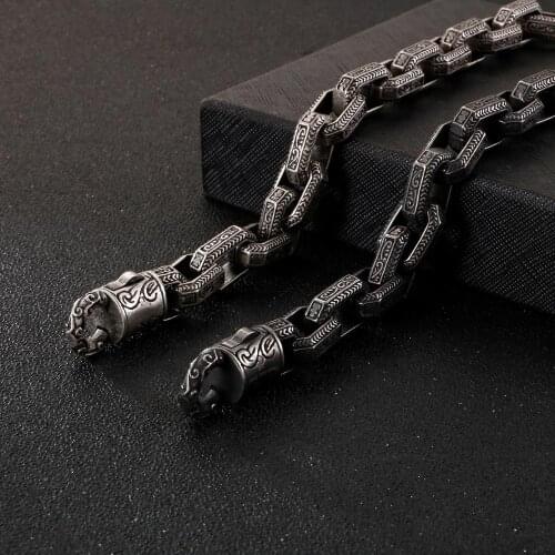 Mans Jewelry Bracelets 14mm Retro Black/Silver Color Link Chain Bracelet For Men 316L Stainless Steel Jewelry JB118450-BDJX