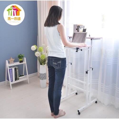 Free Lifting And Moving Sit-Stand Desk Office Workstation Monitor Holder Computer Table With Universal Wheel And Host Holder