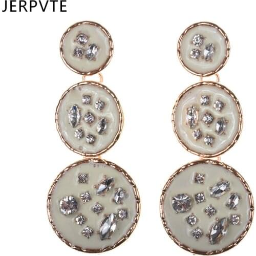 JERPVTE New Metal Geometric Round Dangle Drop Earrings for Women Fashion Earring Multi Color Alloy Jewelry Trendy Wedding Charm