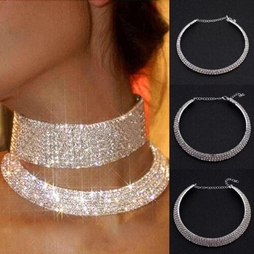2017 Women Charming Crystal Rhinestone Necklace Bride Collar Choker Necklace Wedding Party Jewelry