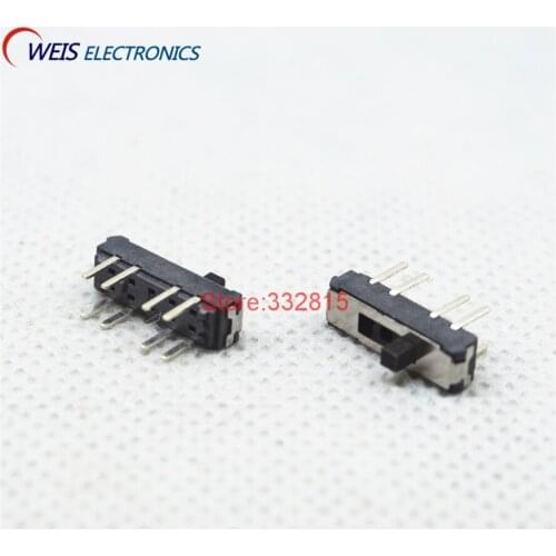 20PCS MSS23D18 MSS-23D18 8PIN 2P3T DPTT toggle switch side slide switches handle 4mm ROHS Free shipping D