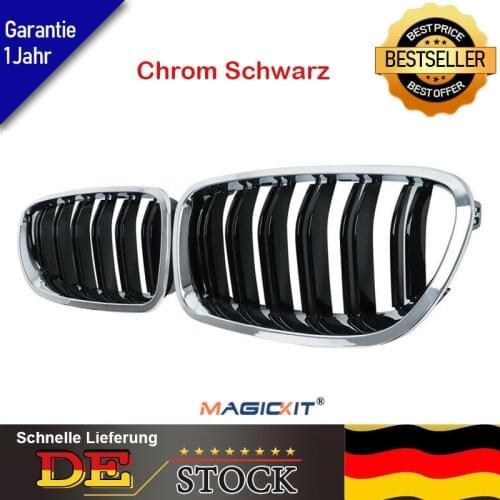MagicKit Front Kidney Grille Grill M5 Style For BMW F10 F11 M5 4D 10-17 Chrome and Black