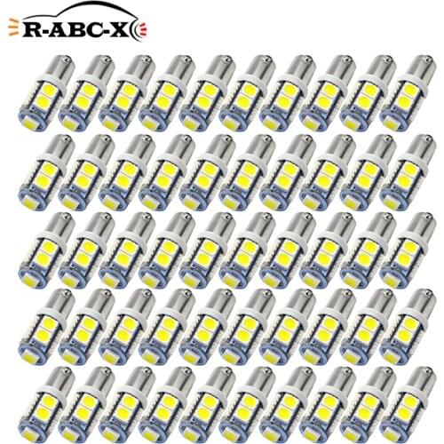 RUIANDSION Wholesale 50PCS 270Lm AC/DC 6V 12V BA9S T4W 6000K 4300K Warm White Car Dome Light Motorcycle Position Lamp 5050SMD