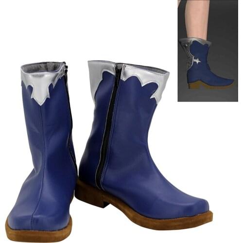 Final Fantasy 14 Blue Mage Cosplay Boots Blue Shoes Custom Made for Boys and Girls Halloween Cosplay Costume Accessories