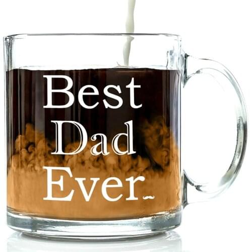 Best Dad Ever Glass Coffee Mug English Letter Mug Christmas Birthday Gifts for Mom, Dad, Grandma, Husband, Kids Water Cup 400ml