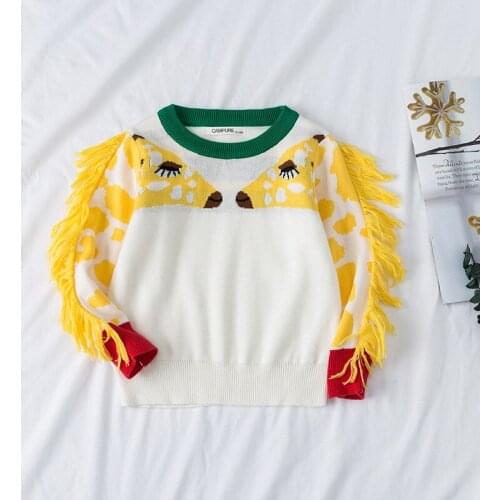 Baby Boy Girl Sweater Toddler Boys Giraffe Jacquard Jumper Knitwear Kids Long-Sleeve Cotton Sweater Children Clothes Warm Coat