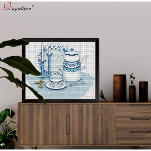 RUYISHIJIA Embroidery,Paintings,Needlework,Cross stitch kits,Porcelain, decorativel,DIY Cross-stitch,thread embroidery