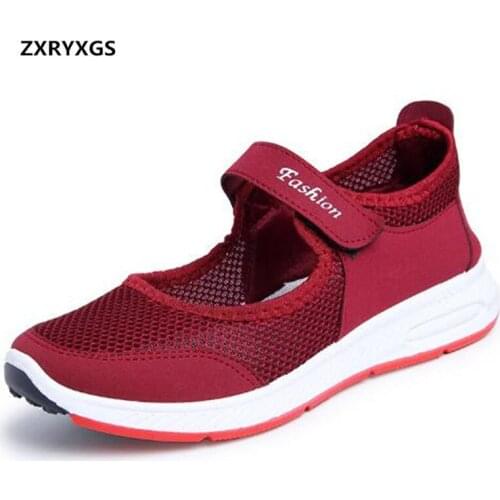 ZXRYXGS Breathable Comfort Middle-aged Women Shoes Casual Sneakers Flat Non-slip Walking Shoes Light Spring Shoes Casual Shoes