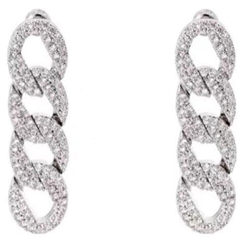 Women Earrings Fashion Earrings Geometric Chain Earrings Inlaid with Cubic Zirconia Sweet Stylish Exquisite Gifts for Girlfriend