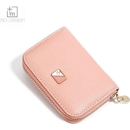 Women mini Style Pu Leather Zipper Card Holder Women Wallets Pink Custom Cute Coin Purse