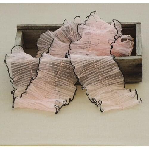 1M Pleated Elastic Lace Collars Tulle 10cm Embroidery Ribbon Trim Guipure Sewing Materials Mesh Fabric Wedding Dress Crafts SA10