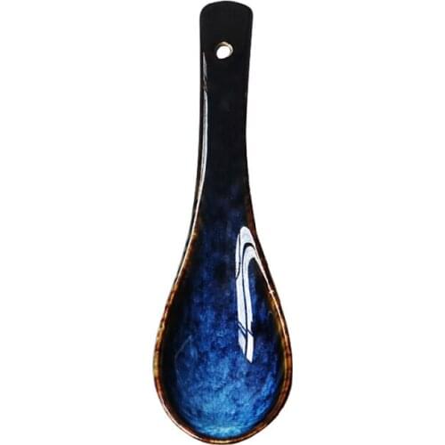 1Pcs Japanese Ceramic Spoon Multi-Function Chinese Style Scoop Porridge Spoon Tableware Soup Spoon For Home Restaurant