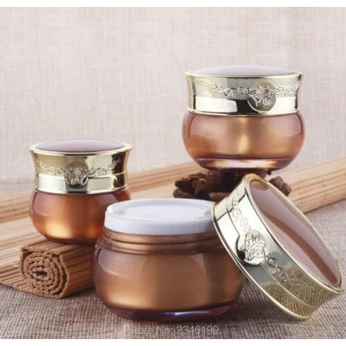 10g 15g 30g 20pcs/lot High Grade Acrylic Cosmetic Empty Bottle, Lotion Bottle, Brown Facial Cream Jar/BB Cream Jar Foil Cover