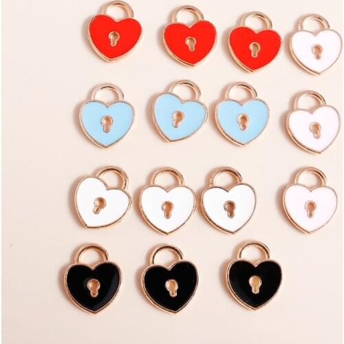 10pcs 11*13mm Cute Enamel Hearts Charms Pendants Necklaces Earrings Bracelets Making Accessories Key Charms diy Jewelry Findings