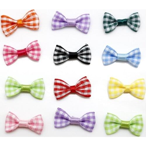 3x1.5cm 100pcs/lot Satin Ribbon Package Lattice Bow Wedding Scrapbooking Embellishment Crafts Clothing Accessory Handmade