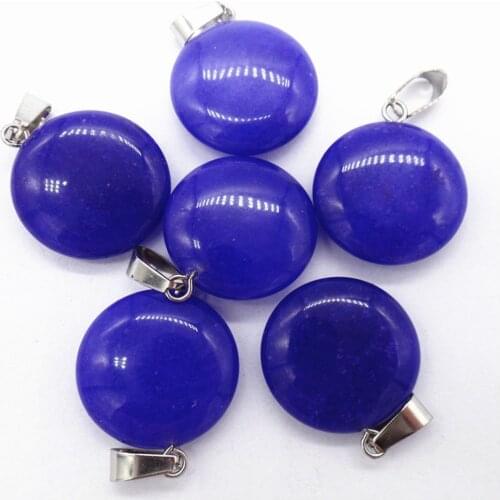 50Pcs 20x6mm Wholesale Sapphire Malay Jade Round Pendant Bead DIY Earrings Handmade Jewelry Accessories S645