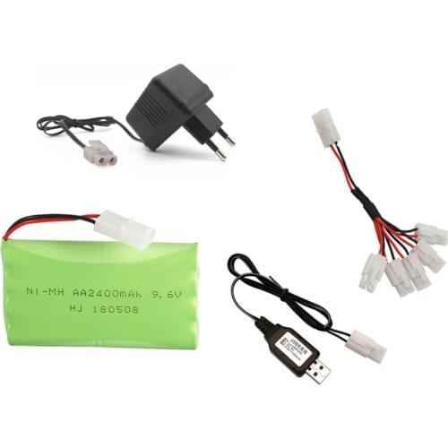9.6v 2400mah NiMH Battery + 9.6v USB Charger For Rc toys Car Robot Boat Gun Tank Train NI-MH AA 9.6v Rechargeable Battery Pack