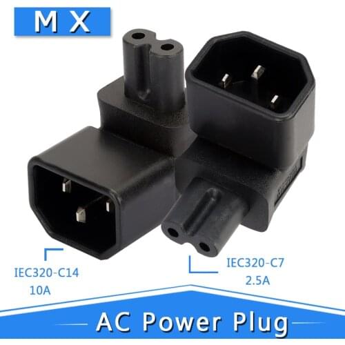 IEC 320 C14 to IEC C7 Male Power Adapter, Right Angle, Computer Server Power Supply Conversion Adapter, Type 8 Female Angle