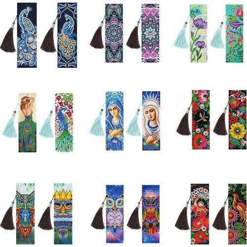DIY Special Shaped Diamond Embroidery Cross Stitch Tassel Bookmarks Books Diamond Mosaic Diamond Painting Virgin mary 2PCS/Set